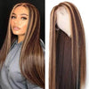 13X4 Front Lace Piano Pick Dyeing 4 27T Human Hair Headgear Wig. Straight Highlight Lace Front Human Hair Ombre