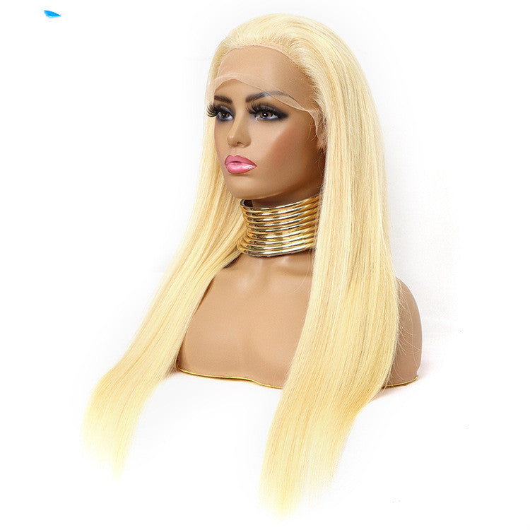 13X4 100% Human Hair Reality golden long straight lace headgear