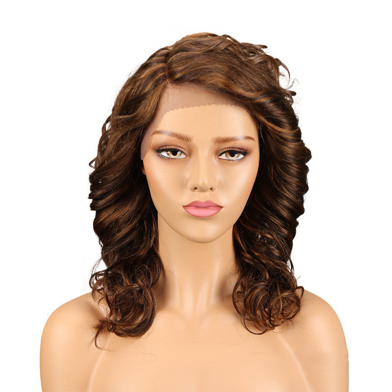 13x4 Real Hair Headgear Women Hair Stitch Lace Wig Long Curly Hair 100% Human Hair