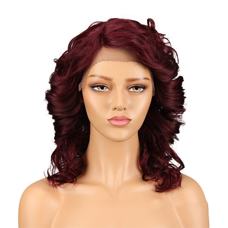 13x4 Real Hair Headgear Women Hair Stitch Lace Wig Long Curly Hair 100% Human Hair