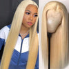 13X4 100% Human Hair Reality golden long straight lace headgear