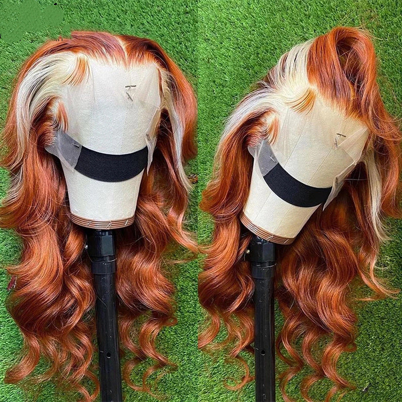 13X4 Human Hair Wig Head Cover Highlights 613