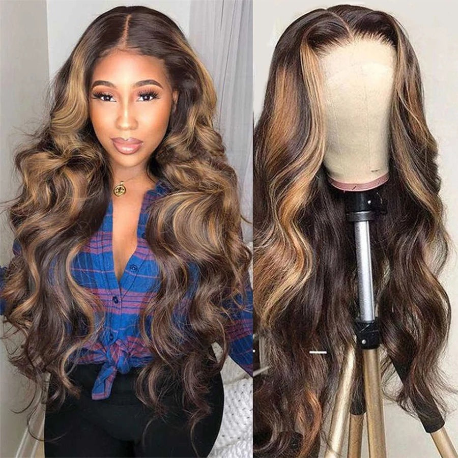 13X4 Medium And Long Curly Fashion Female Big Wave Real Human Hair Wig