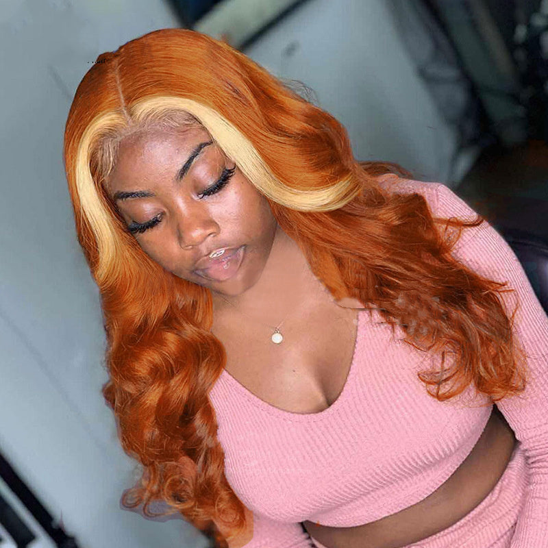 13X4 Human Hair Wig Head Cover Highlights 613