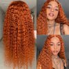 13X4 Front Lace Small Curly Orange Curly Hair Chemical Fiber Fake Head Cover