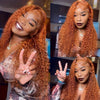 13X4 Front Lace Small Curly Orange Curly Hair Chemical Fiber Fake Head Cover