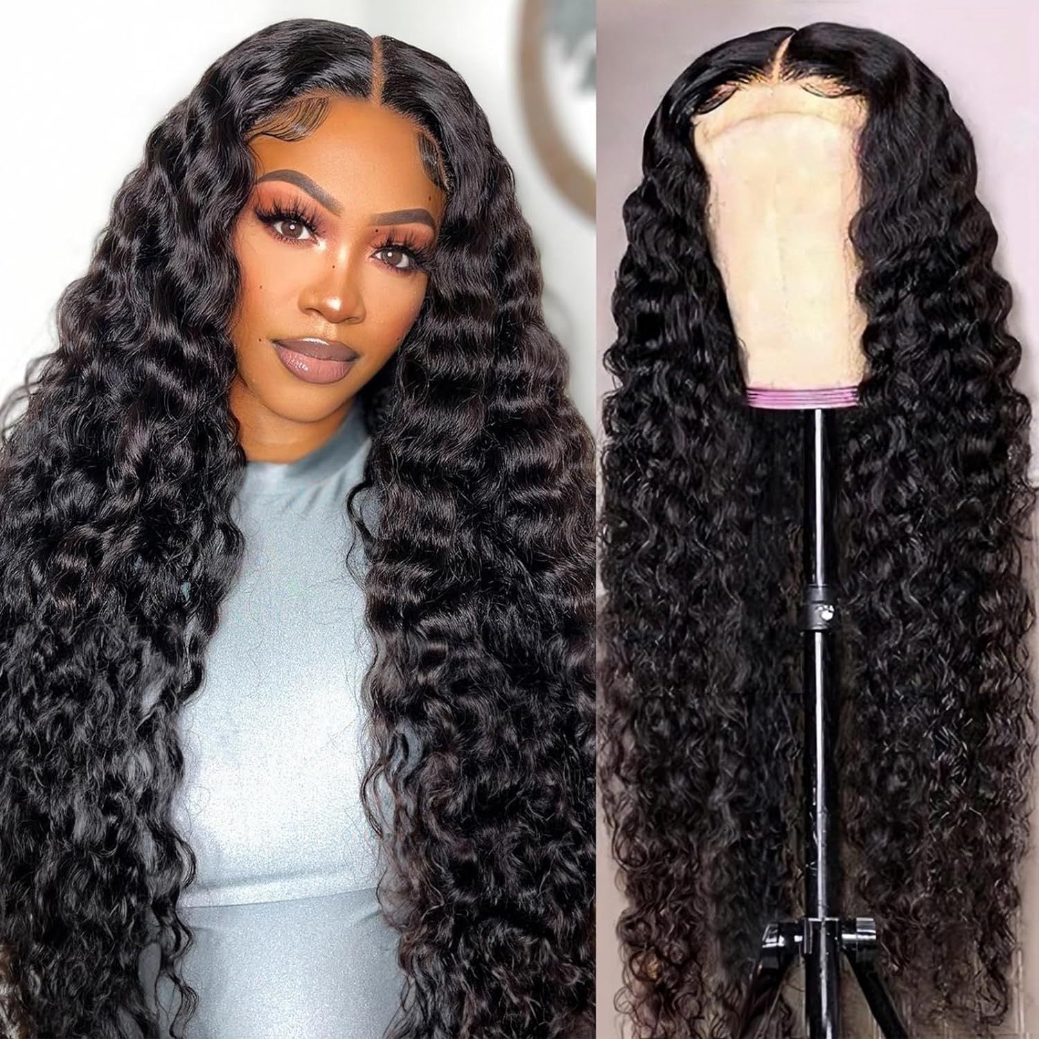 13x4 Front Lace Human Hair Wig Deep Wave Human Wigs