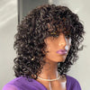 13X4 Water Wave Fringe 100% Human Hair Wigs With Bangs
