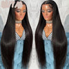 12A 13X6 Wig 150% 12A 13X4 Wig 180% 360, Real Human Hair Lace Wig Set Straight Hair Black Medium Length
