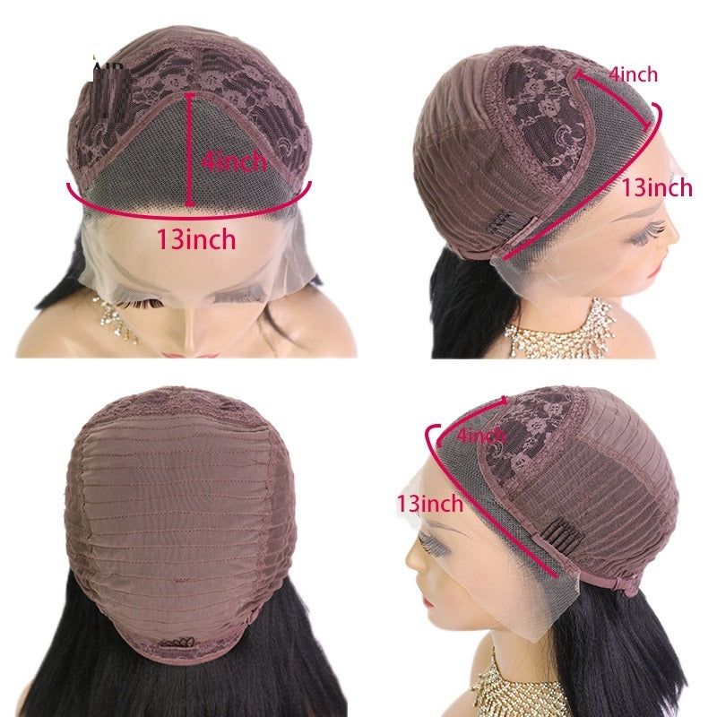 13X4 100% Human Density Gradient Orange Yellow Blue And Green Real Hair Headgear