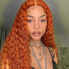 13X4 Front Lace Small Curly Orange Curly Hair Chemical Fiber Fake Head Cover
