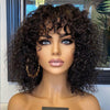 13X4 Water Wave Fringe 100% Human Hair Wigs With Bangs