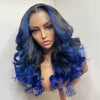 13X4 100% Human Density Gradient Orange Yellow Blue And Green Real Hair Headgear