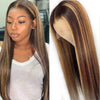 13X4 Front Lace Piano Pick Dyeing 4 27T Human Hair Headgear Wig. Straight Highlight Lace Front Human Hair Ombre