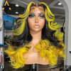 13X4 100% Human Density Gradient Orange Yellow Blue And Green Real Hair Headgear