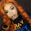 13X4 European And American Dark Orange Wig Hair Set Smooth Hair