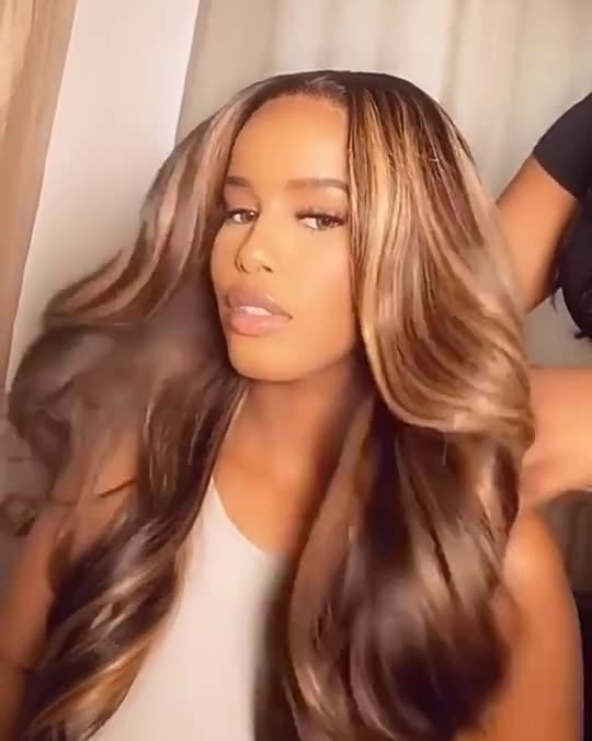 13X4 Medium And Long Curly Fashion Female Big Wave Real Human Hair Wig